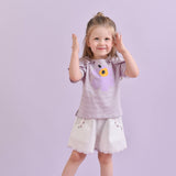 White Lavender Embroidered Shorts | AIMAMA