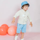 Beige Striped Button-Down Shirt | AIMAMA