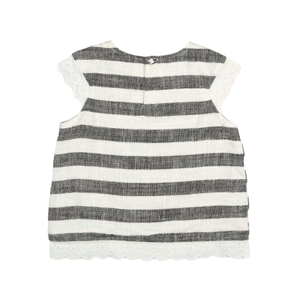 Stripe Linen Top w/ Lace Trim - CapuletKids