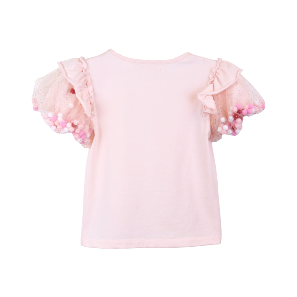Pom Pom Puff Sleeve T-Shirt | DOE A DEAR - CapuletKids