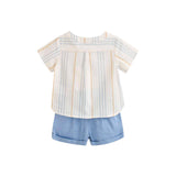 Dadati Baby boy set in blue and camel stripes - CapuletKids