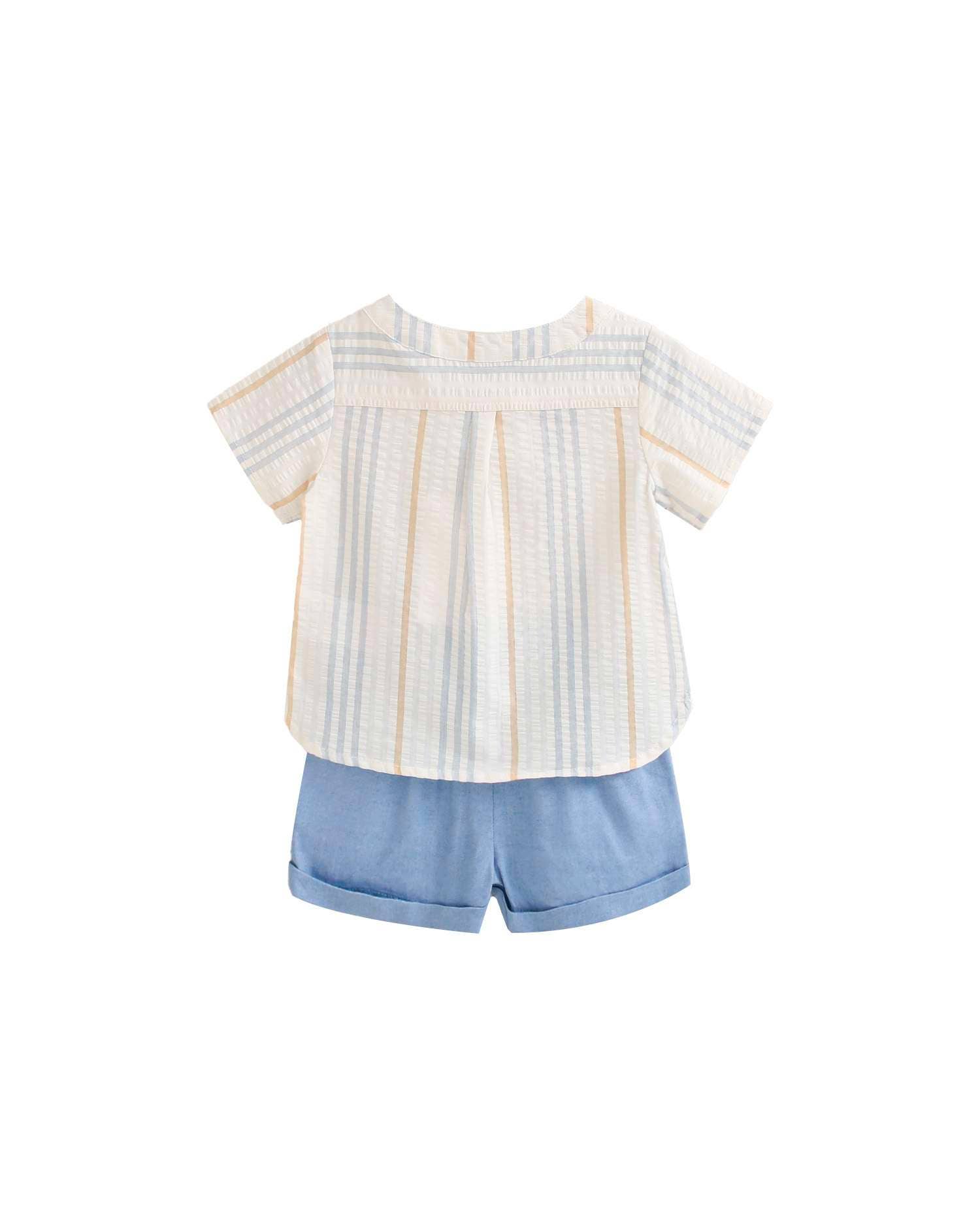 Dadati Baby boy set in blue and camel stripes - CapuletKids