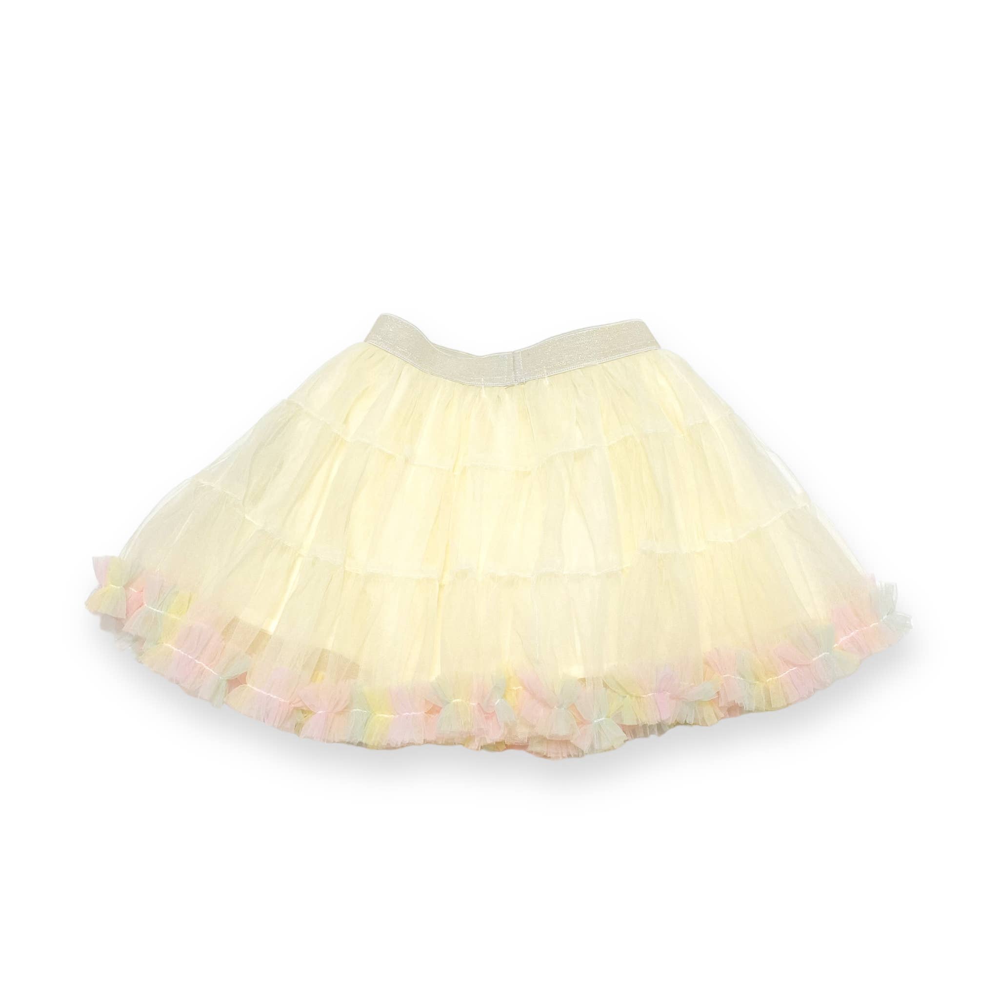 Rainbow Trim Tutu: Cream - CapuletKids