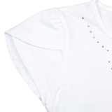 Cap Sleeve Tee With Rhinestones: White - CapuletKids