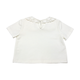 Floral Crochet Collar Tee: White - CapuletKids