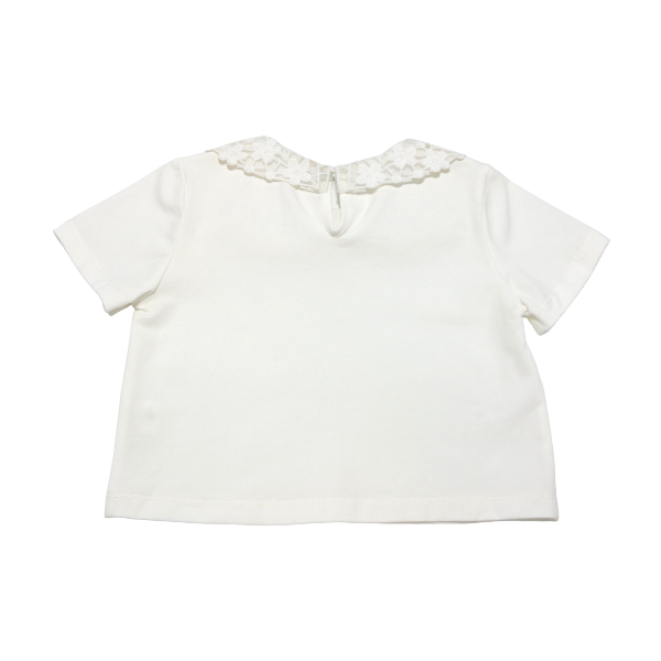 Floral Crochet Collar Tee: White - CapuletKids