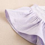 Girl's Dress With Ruffle Sleeves And Embroidered Yoke: Lilac - CapuletKids