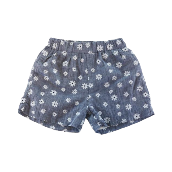BLUE Daisy Floral Shorts: BLUE - CapuletKids
