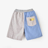 Blue & Grey Colorblock Shorts | AIMAMA