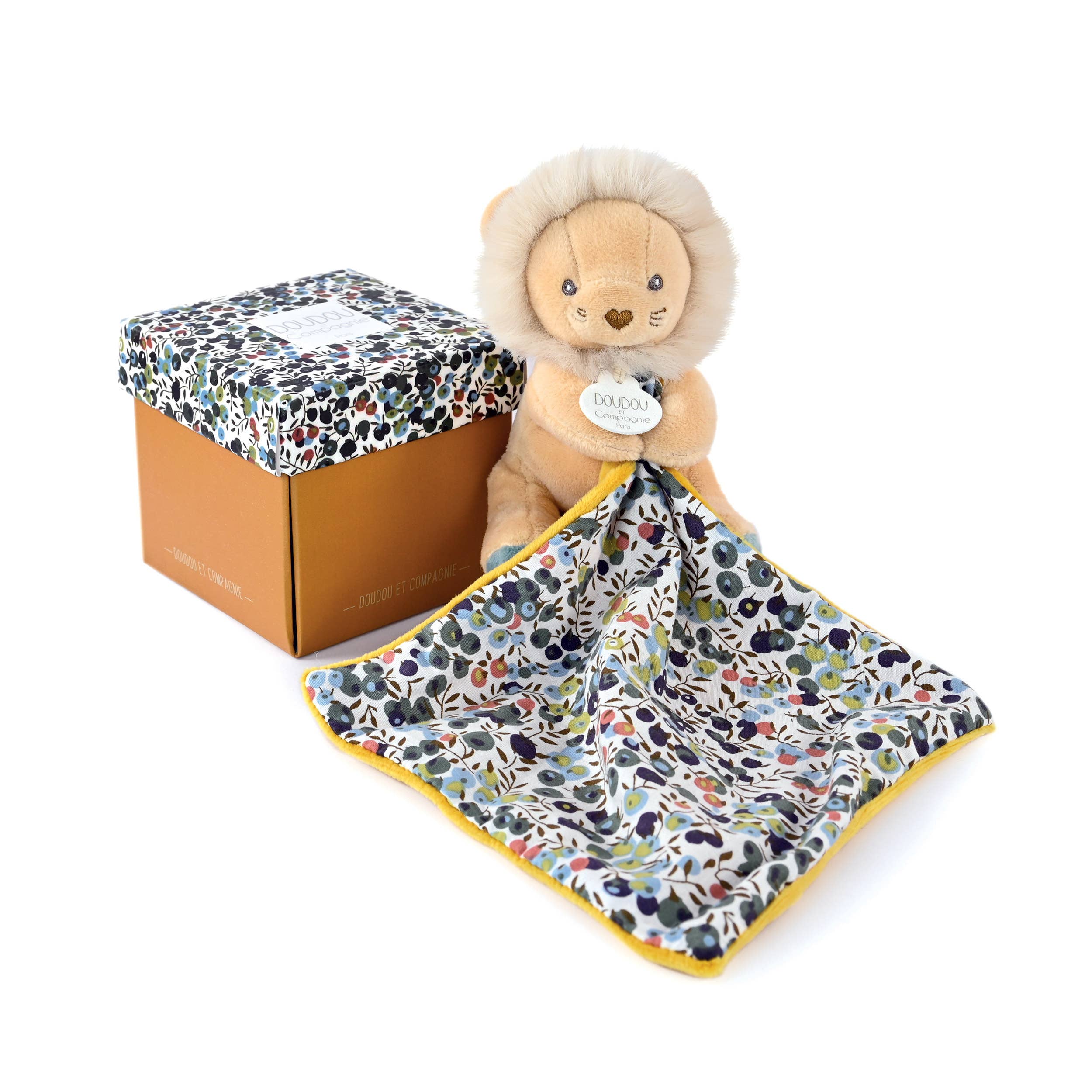 Boh'aime Lion Puppet with Floral Blanket and Gift Box
