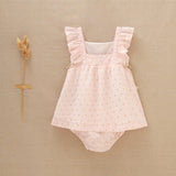 Pink Baby Girl's Dress with Ruffle and Polka Dots: Rose - CapuletKids