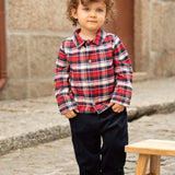 Plaid shirt and pants set: CHESS-NAVY