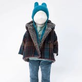 Check Hooded Coat with Furry Lining | TOCOTO VINTAGE