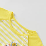 Striped Yellow Embroidered Tee | AIMAMA