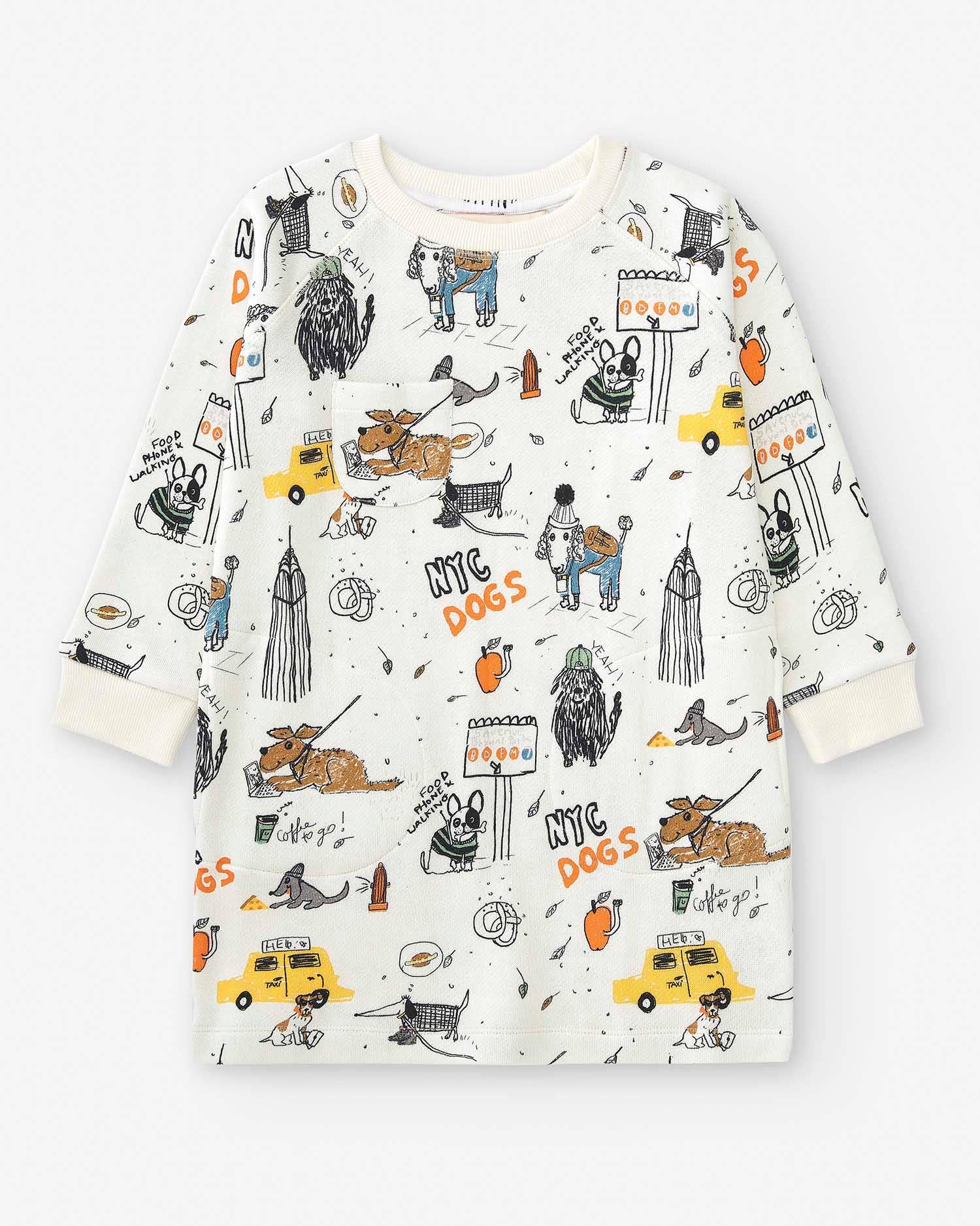 100% Cotton Dress "NYC dogs" | NAADA - CapuletKids