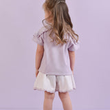 White Lavender Embroidered Shorts | AIMAMA