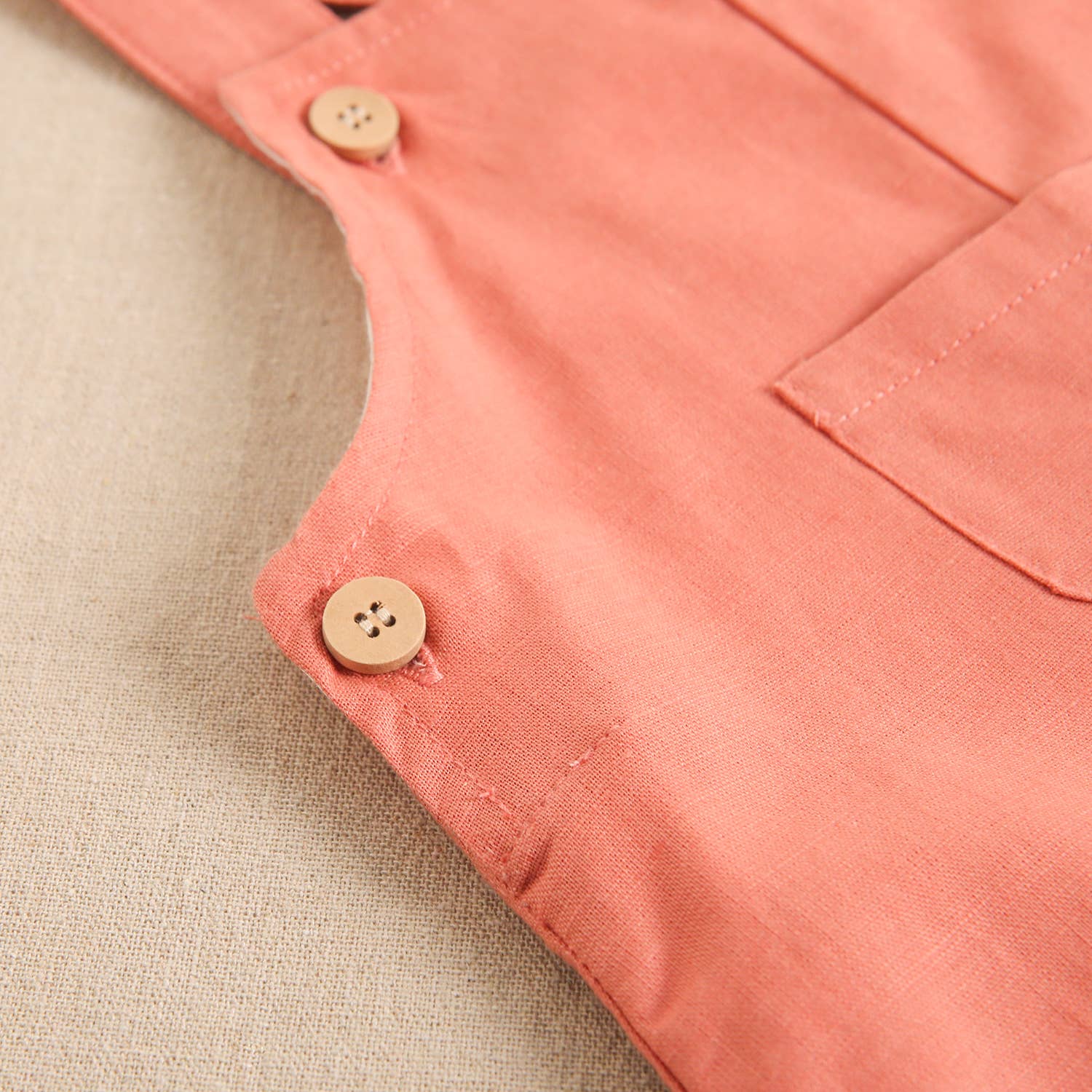 Short Baby Boy's Bib with Front Pocket: 18 Months / Coral - CapuletKids