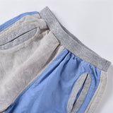 Blue & Grey Colorblock Shorts | AIMAMA