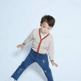 Beige V-Neck Cardigan | AIMAMA