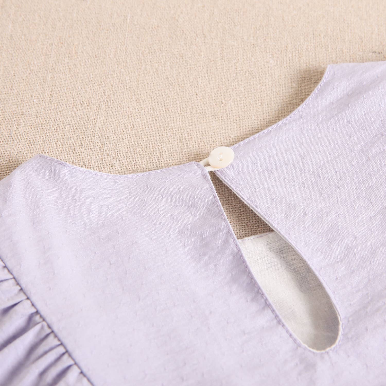 Girl's Dress With Ruffle Sleeves And Embroidered Yoke: Lilac - CapuletKids