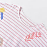 Pink & White Striped Oversized Tee | AIMAMA