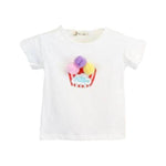 Toddler white t-shirt with colorful pom pom ice-cream design
