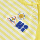 Striped Yellow Embroidered Tee | AIMAMA