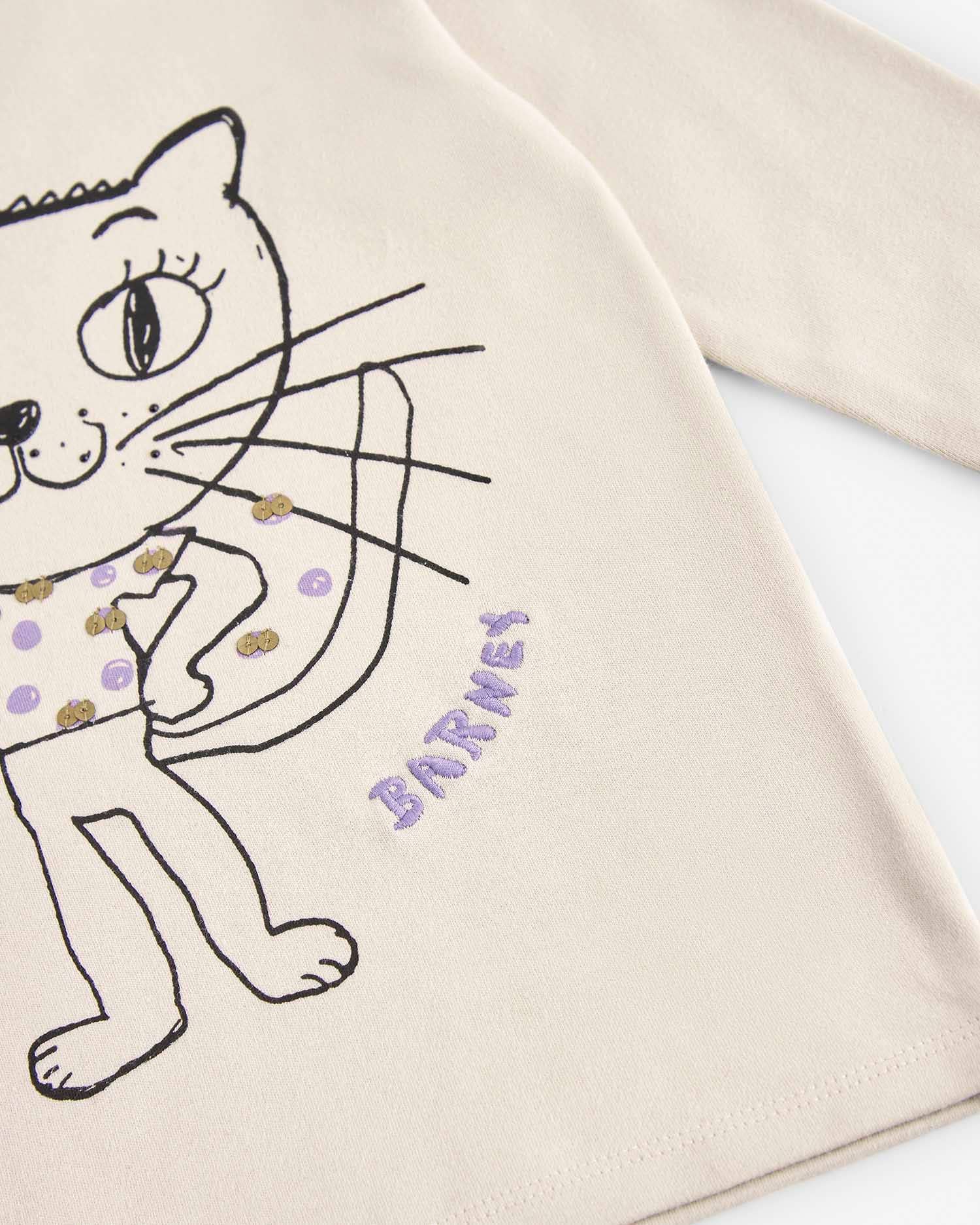 100% Cotton Long Sleeve Shirt with a Cat | NAADA - CapuletKids