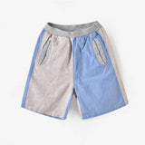 Blue & Grey Colorblock Shorts | AIMAMA