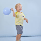 Striped Yellow Embroidered Tee | AIMAMA