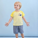 Striped Yellow Embroidered Tee | AIMAMA