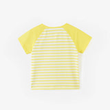 Striped Yellow Embroidered Tee | AIMAMA