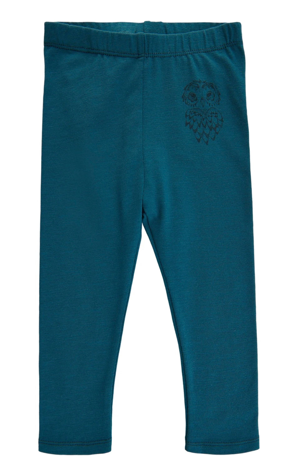 Teal leggings with owl embroidery for girls