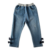 Bow-Detail Denim Pants | AIMAMA