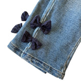 Bow-Detail Denim Pants | AIMAMA