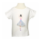 White T-shirt With 3D Ballerina | DOE A DEAR