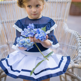 Pique Fabric Skirt with Pattern and Ribbon | PICCOLA SPERANZA