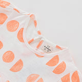 Ruffle Orange Circle Print Dress | AIMAMA для