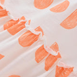 Ruffle Orange Circle Print Dress | AIMAMA для