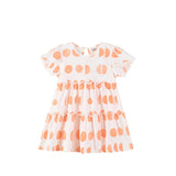 Ruffle Orange Circle Print Dress | AIMAMA для