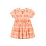 Ruffle Orange Circle Print Dress | AIMAMA для
