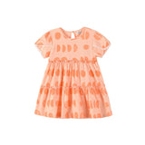 Ruffle Orange Circle Print Dress | AIMAMA для