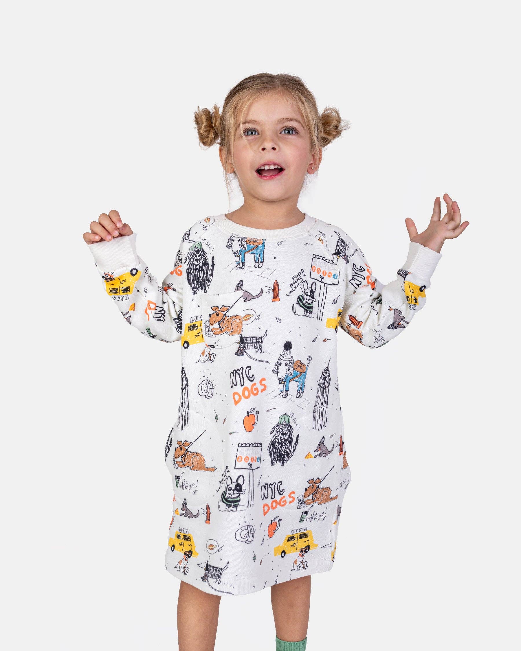 100% Cotton Dress "NYC dogs" | NAADA - CapuletKids