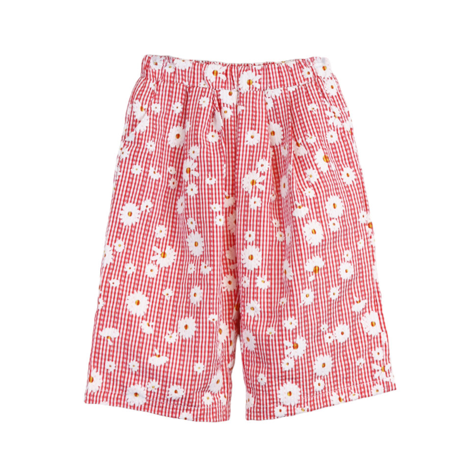Floral Plaid Wide Pants BLUE - CapuletKids