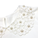 Floral Crochet Collar Tee: White - CapuletKids
