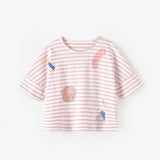 Pink & White Striped Oversized Tee | AIMAMA