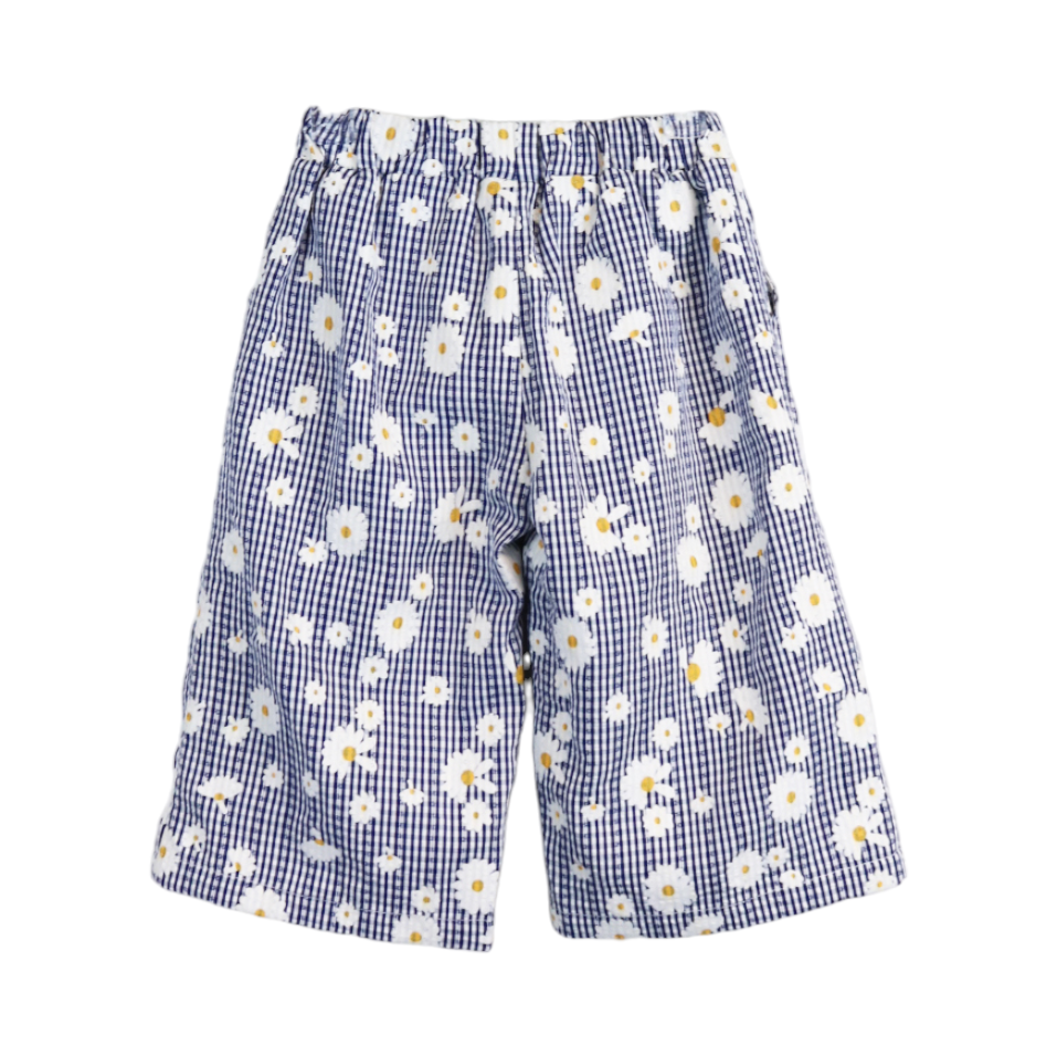 Floral Plaid Wide Pants BLUE - CapuletKids