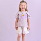 White Lavender Embroidered Shorts | AIMAMA