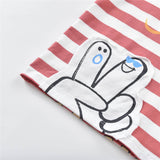 Red Striped Peace Tee | AIMAMA
