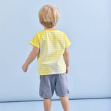 Striped Yellow Embroidered Tee | AIMAMA